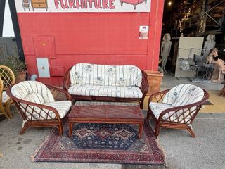 Conjunto Muebles Bambú Mimbre Exterior