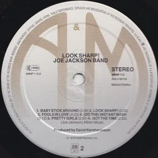 Joe Jackson Look Sharp! LP 12" 33 RPM A&M Records