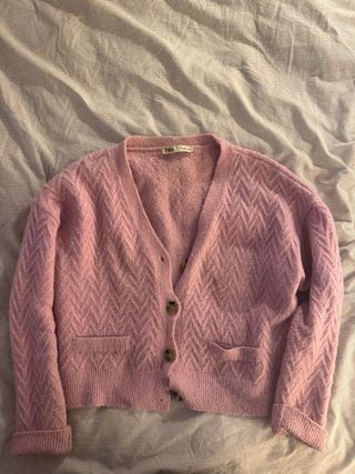 Pink Knit Cardigan / Rebeca Zara Rosa Texturizada