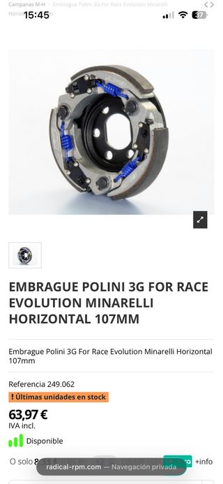 Embrague Polini 3G Evolution 107mm minarelli