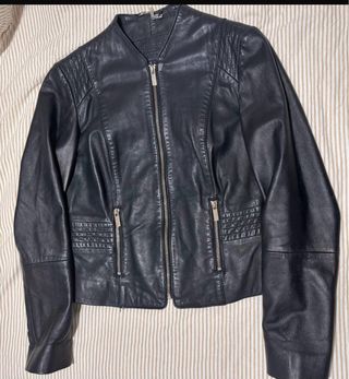Chaqueta de piel Cortefiel negra