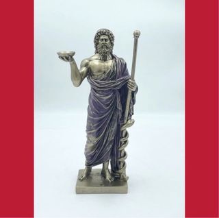 Figura Dios Griego Asclepio Bastón Serpiente