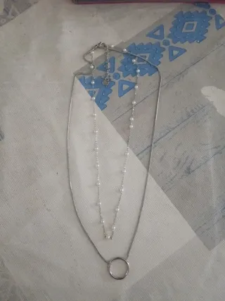 Collar plata con perlas y aro