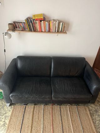 Sofá de piel negro italiano