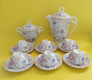 Juego de café porcelana multicolor