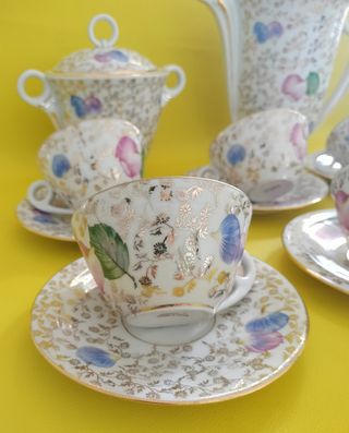 Juego de café porcelana multicolor