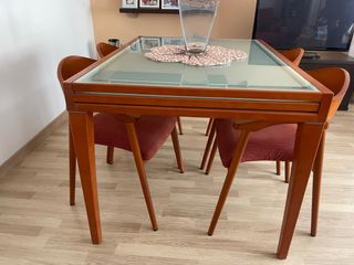 Mesa de comedor y 4 sillas 140cm extensible 280cm
