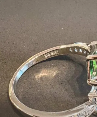 Anello Argento 925 Zircone Verde Quadrato