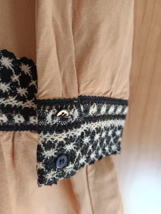 Vestido Zara Lino Beige Talla M