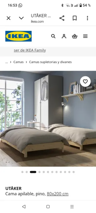 UTÅKER Camas apilables pino 80x200 cm. 2 camas.