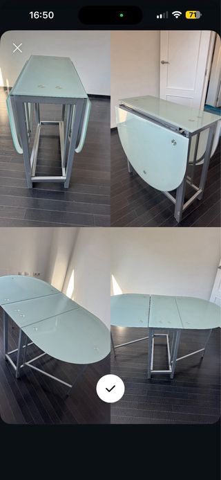 Mesa extensible cristal y metal