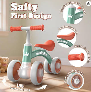 Bici Minibike 4 Ruedas Luminosas Bebé