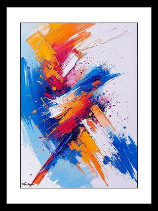 Cuadro Abstracto Norberto Verde y Naranja