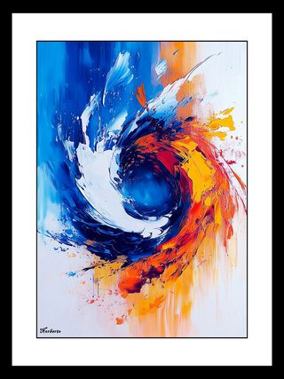 Cuadro Abstracto Norberto Verde y Naranja