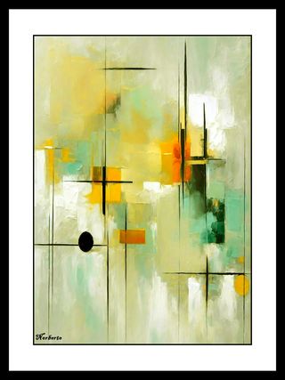 Cuadro Abstracto Norberto Verde y Naranja