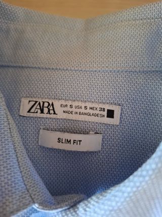 Camisa ZARA Slim Fit Azul Talla 38