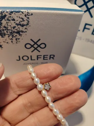 Pulsera Jolfer perlitas río con colgante oro 18k