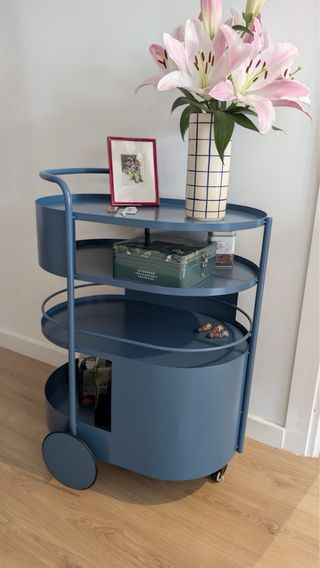 Carrito bar diseño metal azul