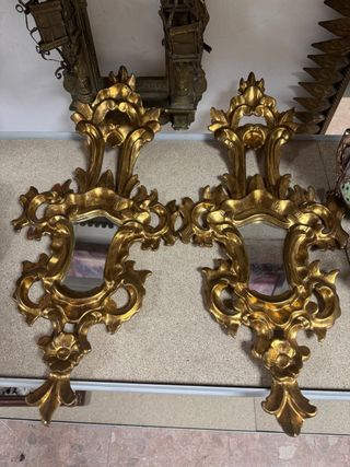 Pareja Cornucopias Siglo XIX Doradas