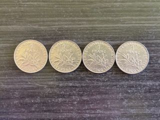 Lote monedas antiguas Francia y Suiza