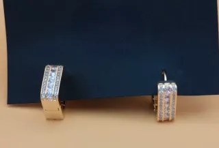 Pendientes Aro Baño Oro y Circonitas