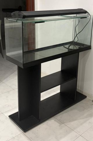 Pecera con mueble negro