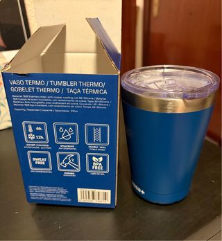 Vaso Termo 310ml Azul y Plateado