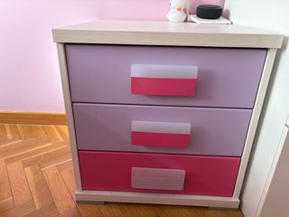 Cajonera infantil 3 cajones rosa y lila