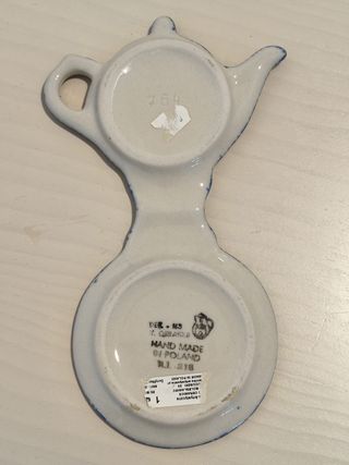 Juego té cerámica Bolesławiec azul