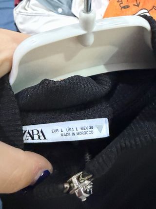 Vestido Negro Zara Manga Larga Cremallera