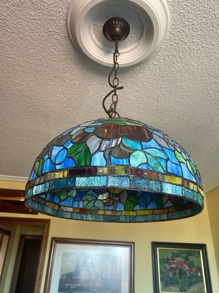 Lampada da soffitto Tiffany in vetro multicolore