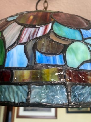 Lampada da soffitto Tiffany in vetro multicolore