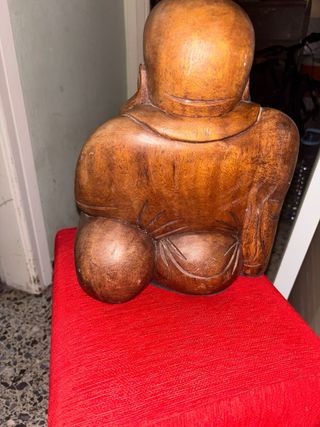 Figura Buda Sonriente Madera Tallada