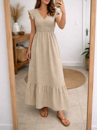 Vestido largo beige