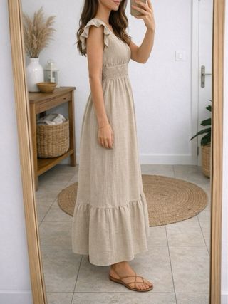 Vestido largo beige