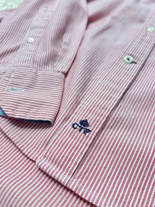 Camisa Rayas Rosa y Blanca Talla L hombre