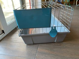 Jaula para roedores azul y gris