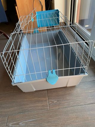 Jaula para roedores azul y gris