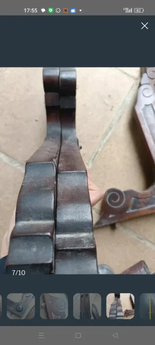 Escuadras de madera antiguas decoradas