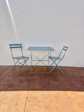 Mesa y 2 Sillas Plegables Azul
