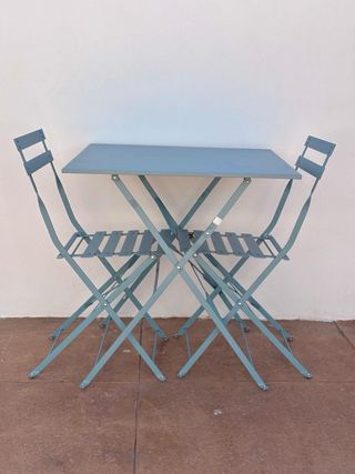 Mesa y 2 Sillas Plegables Azul