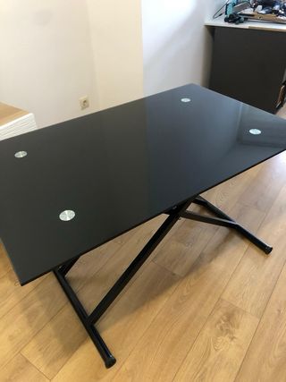 Mesa regulable en altura cristal y metal