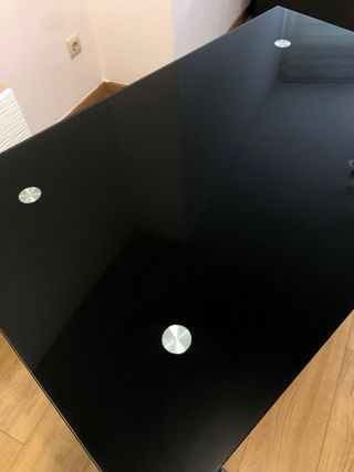 Mesa regulable en altura cristal y metal