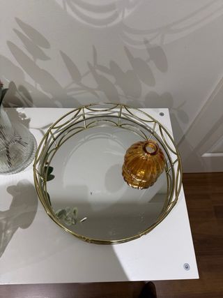 Conjunto decorativo con bandeja espejo + jarrones