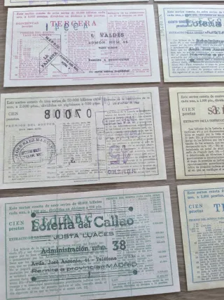 Lote 22 Reproducciones Billetes Lotería Nacional