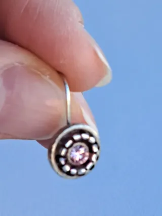 Pendientes con piedra rosa y plata