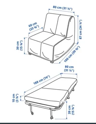 Sofá Cama Ikea Gris Tela