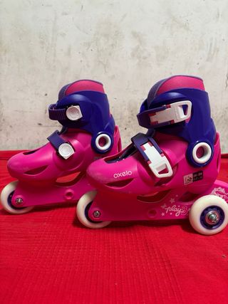 Patines infantiles rosa/ morado+protecciones 26/8