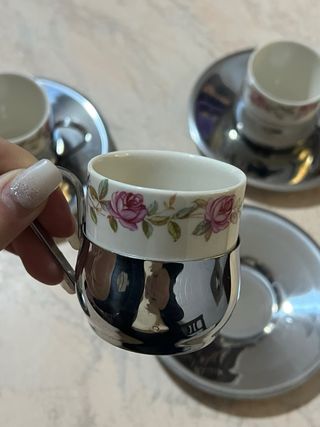 Set tazzine da caffè vintage in porcellana+base