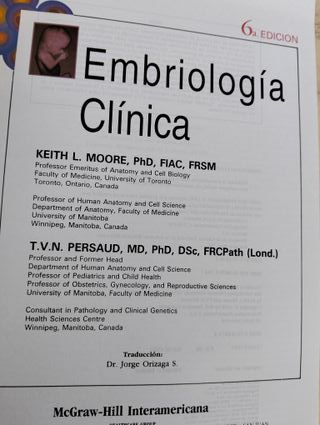 Libro Embriologia clinica. 6 edicion